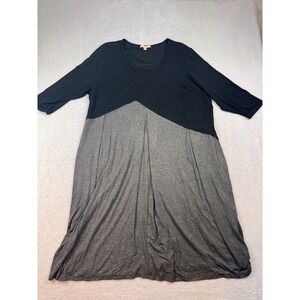 Loralette Plus Size 22/24 Colorblock Tunic Dress Black Gray 3/4 Sleeve Viscose
